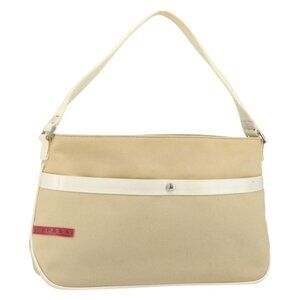Authentic PRADA Sports Shoulder Bag Canvas Beige Silver